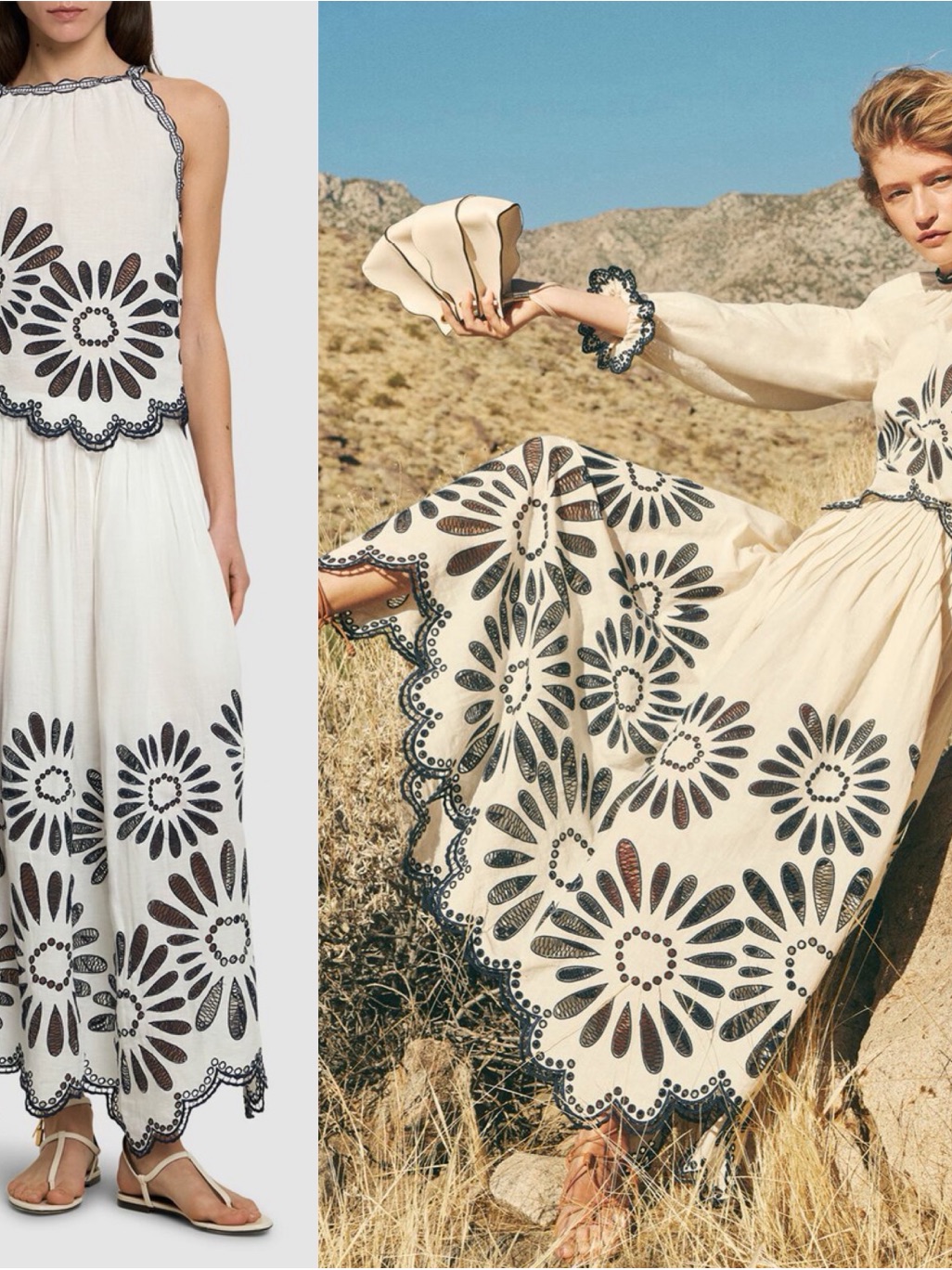 Nwt Set Ulla Johnson Jolie Top Annisa Skirt Embroidered Linen Porcelain Size Xs